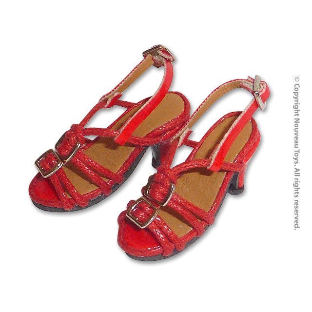 Nouveau Toys 1/6 Shoes Series - 1/6 Scale Red Straps High Heel Shoes